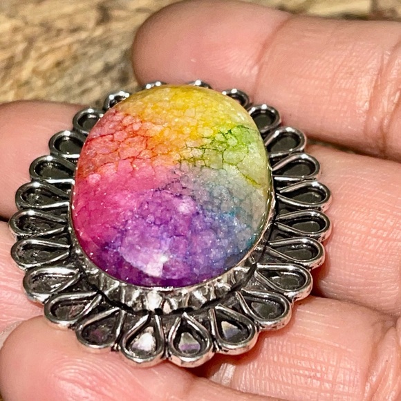 Large Tie Dye Solar Quartz Ring Size 7 1/4 - Picture 7 of 8